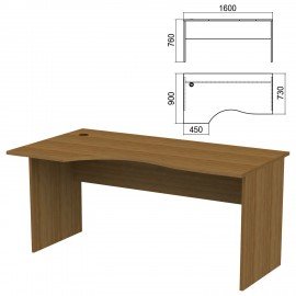 Стол эргономичный "Арго", 1600х900х760 мм, левый, орех (КОМПЛЕКТ)