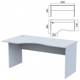 Стол эргономичный "Арго", 1600х900х760 мм, левый, серый (КОМПЛЕКТ)