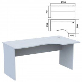 Стол эргономичный "Арго", 1600х900х760 мм, правый, серый (КОМПЛЕКТ)