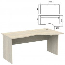 Стол эргономичный "Арго", 1600х900х760 мм, правый, ясень шимо (КОМПЛЕКТ)