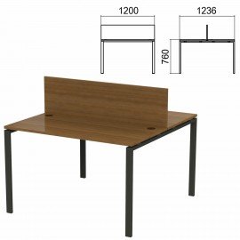 Стол письменный 2-МЕСТНЫЙ на металлокаркасе "Арго", 1200х1236х760 мм, орех (КОМПЛЕКТ)