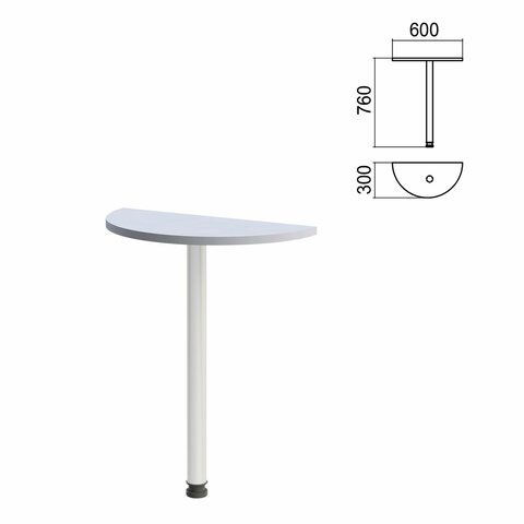Стол приставной полукруг "Арго", 600х300х760 мм, серый/опора хром (КОМПЛЕКТ)