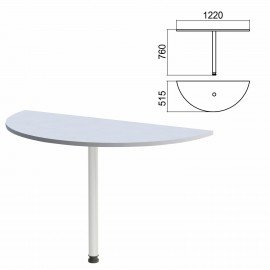 Стол приставной полукруг "Арго", 1220х515х760 мм, серый/опора хром (КОМПЛЕКТ)
