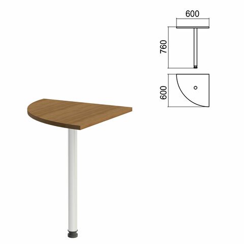 Стол приставной угловой "Арго", 600х600х760 мм, орех/опора хром (КОМПЛЕКТ)