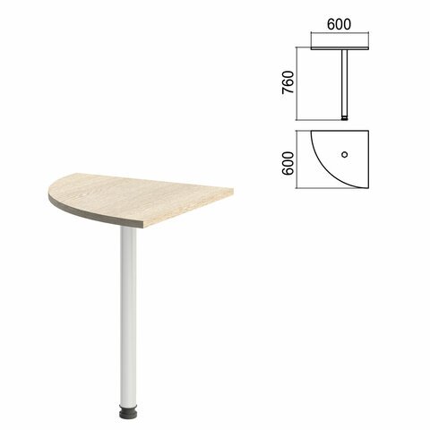 Стол приставной угловой "Арго", 600х600х760 мм, ясень шимо/опора хром (КОМПЛЕКТ)