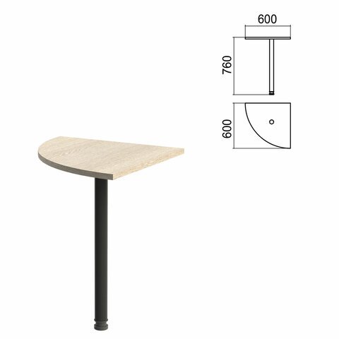 Стол приставной угловой "Арго", 600х600х760 мм, ясень шимо/опора черная (КОМПЛЕКТ)