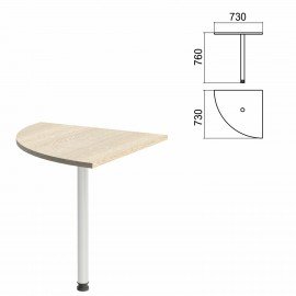 Стол приставной угловой "Арго", 730х730х760 мм, ясень шимо/опора хром (КОМПЛЕКТ)