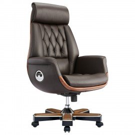 Кресло HAWASAN PREMIUM EX-805 PRESIDENT, до 200 кг, синхромеханизм, нат. кожа, цвет коричневый