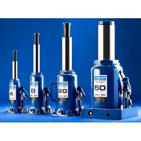 Домкрат Зубр Профессионал T50 бутылочный гидравлический синий (43060-20_Z01)
