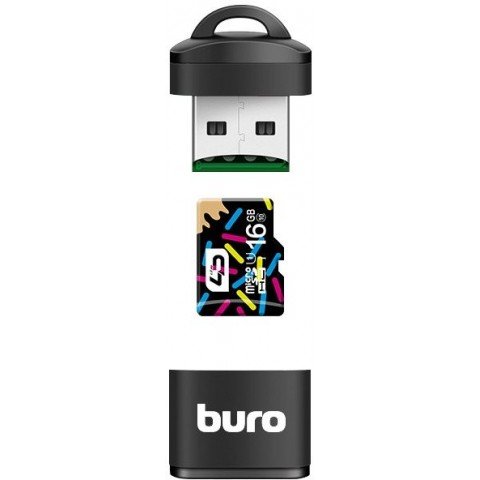 Устройство чтения карт памяти USB2.0 Buro BU-CR-200 черный