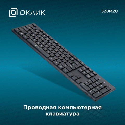 Клавиатура Оклик 520M2U черный/черный USB slim Multimedia