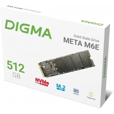 Накопитель SSD Digma PCIe 4.0 x4 512GB DGSM4512GM6ET Meta M6E M.2 2280