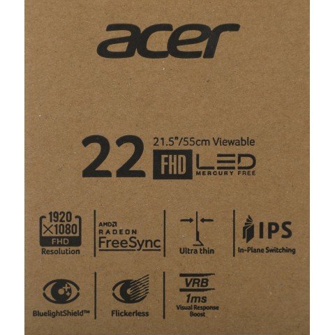 Монитор Acer 21.5" SA220QBbmix черный IPS LED 1ms 16:9 HDMI M/M матовая 1000:1 250cd 178гр/178гр 1920x1080 75Hz FreeSync VGA FHD 2.48кг