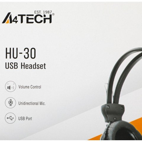 Наушники с микрофоном A4Tech HU-30 черный 2м накладные USB оголовье