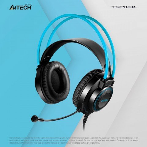 Наушники с микрофоном A4Tech Fstyler FH200U серый/синий 2м накладные USB оголовье (FH200U BLUE)