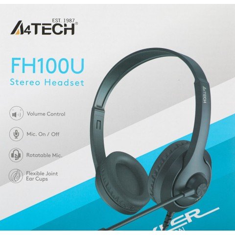 Наушники с микрофоном A4Tech Fstyler FH100U черный 2м накладные USB оголовье (FH100U (STONE BLACK))