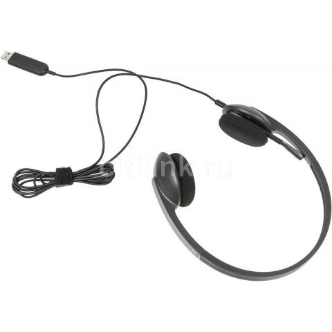 Наушники с микрофоном Logitech H340 черный 1.8м накладные USB оголовье (981-000509)