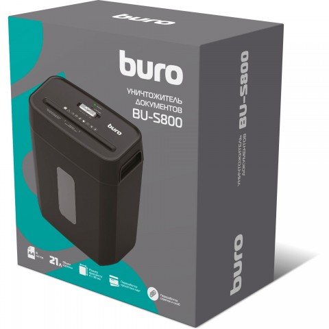 Шредер Buro Office BU-S800 (секр.P-4) фрагменты 10лист. 21лтр. пл.карты