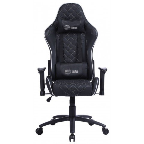 Кресло игровое Cactus CS-CHR-030BLS черный/серебристый эко.кожа с подголов. крестов. сталь