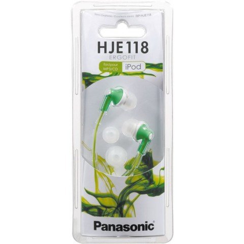 Наушники внутриканальные Panasonic RP-HJE118GU 1.1м белый/зеленый проводные в ушной раковине (RP-HJE118GUG)