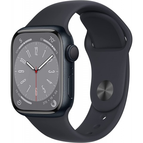 Смарт-часы Apple Watch Series 8 А2770 41мм OLED корп.темная ночь рем.темная ночь разм.брасл.:S/M (MNU73LL/A)