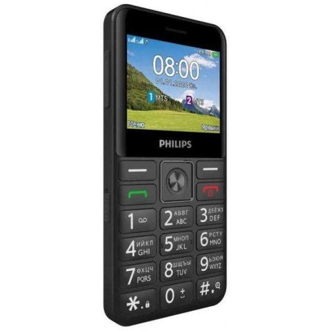 Мобильный телефон Philips E207 Xenium 32Mb черный моноблок 2Sim 2.31" 240x320 Nucleus 0.08Mpix GSM900/1800 GSM1900 FM microSD max32Gb