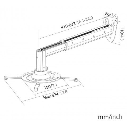 Кронштейн для проектора Cactus CS-VM-PR05BL-AL серебристый макс.10кг настенный поворот и наклон