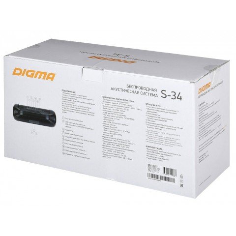 Колонка порт. Digma S-34 черный 25W 1.0 BT/USB 3000mAh (SP3425B)