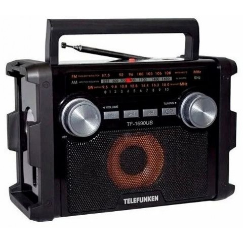 Радиоприемник портативный Telefunken TF-1690UB черный/серый USB microSD